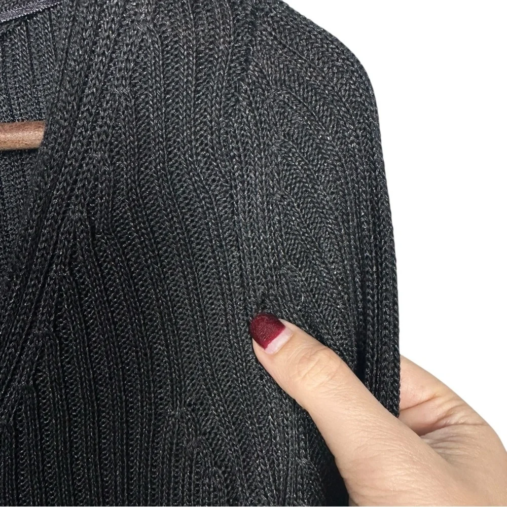 Free People‎ Game On Ribbed Cardigan Size XS Black Basic Staple Minimalist